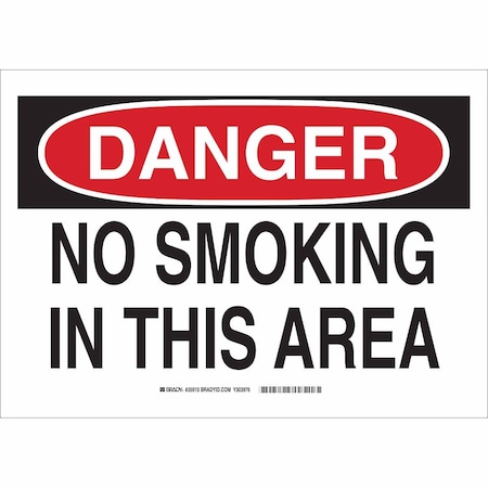 Brady No Smoking Sign, 10" H, 14 in W, Polyester, Rectangle, English, 35910 35910